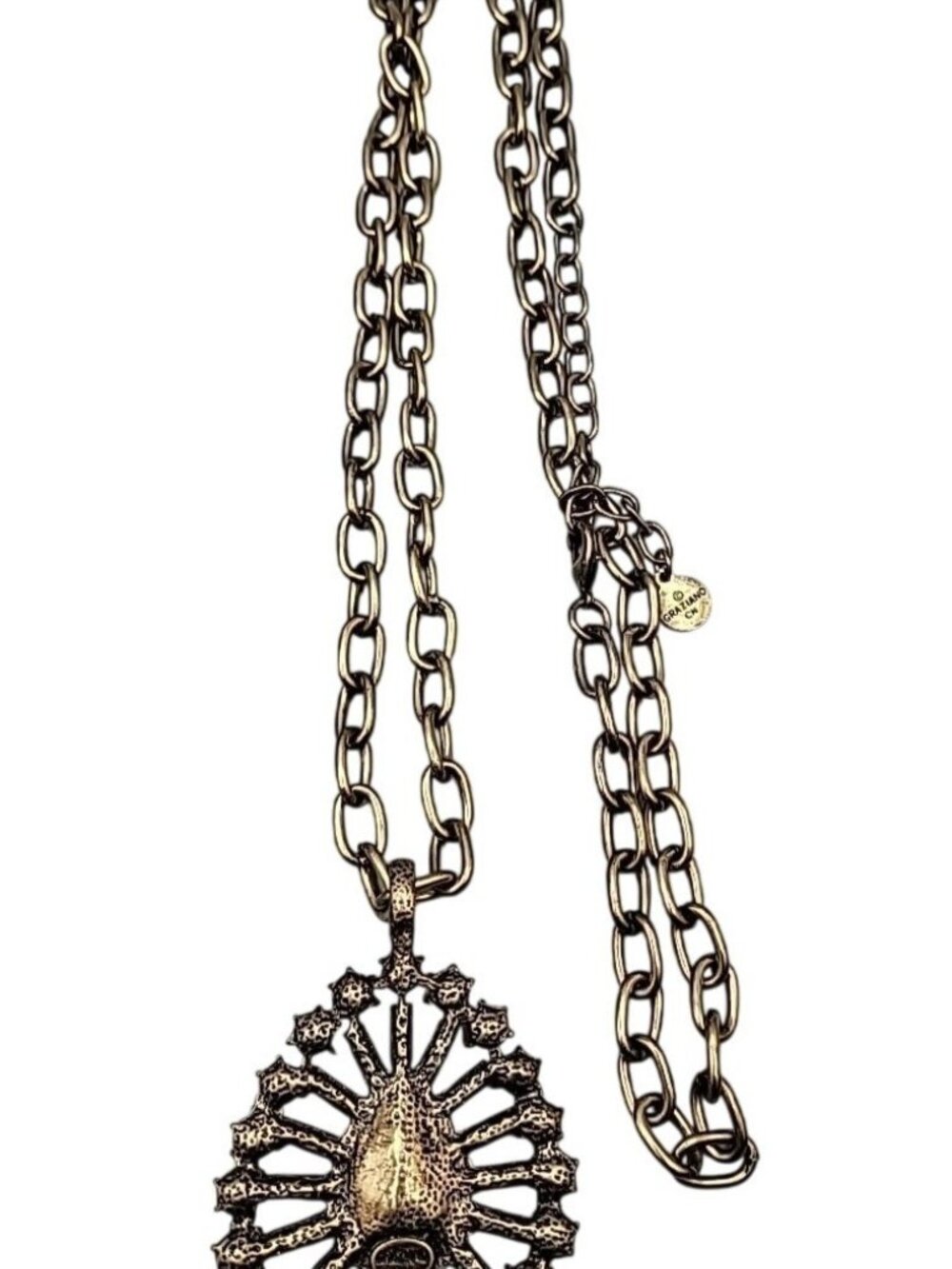 RJ Graziano CN Large Crystal Statement Pendant Necklace 40" Chunky Gold Tone - Picture 11 of 16